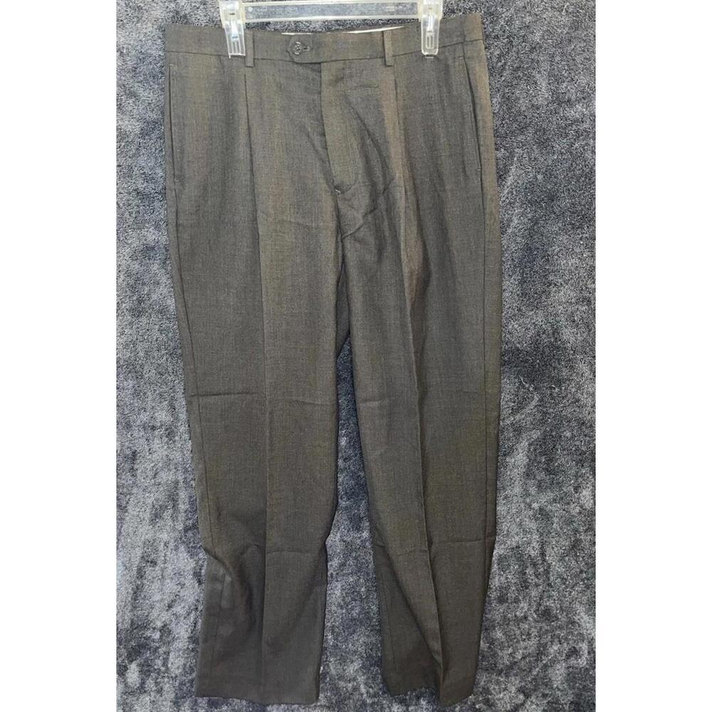 Angelo‎ Rossi 34x32 Taupe Sharkskin Dress Pants Flat Front